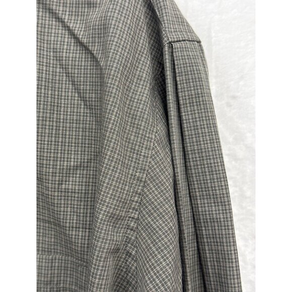 Perry Ellis Mens Gray Checked Button Up Dress Shirt Size 17-34 Long Sleeve - Picture 3 of 9